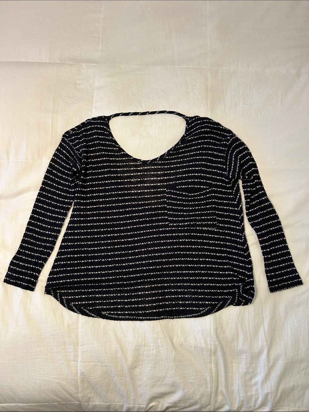 Free People Black and White Long Sleeve Top